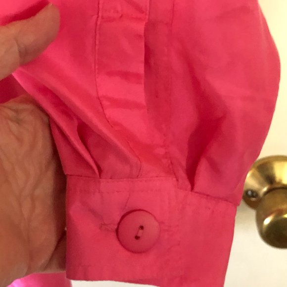 Marguerite Li Pink 100% Silk Hooded Drawstring Anorak Jacket Size L - Picture 4 of 5